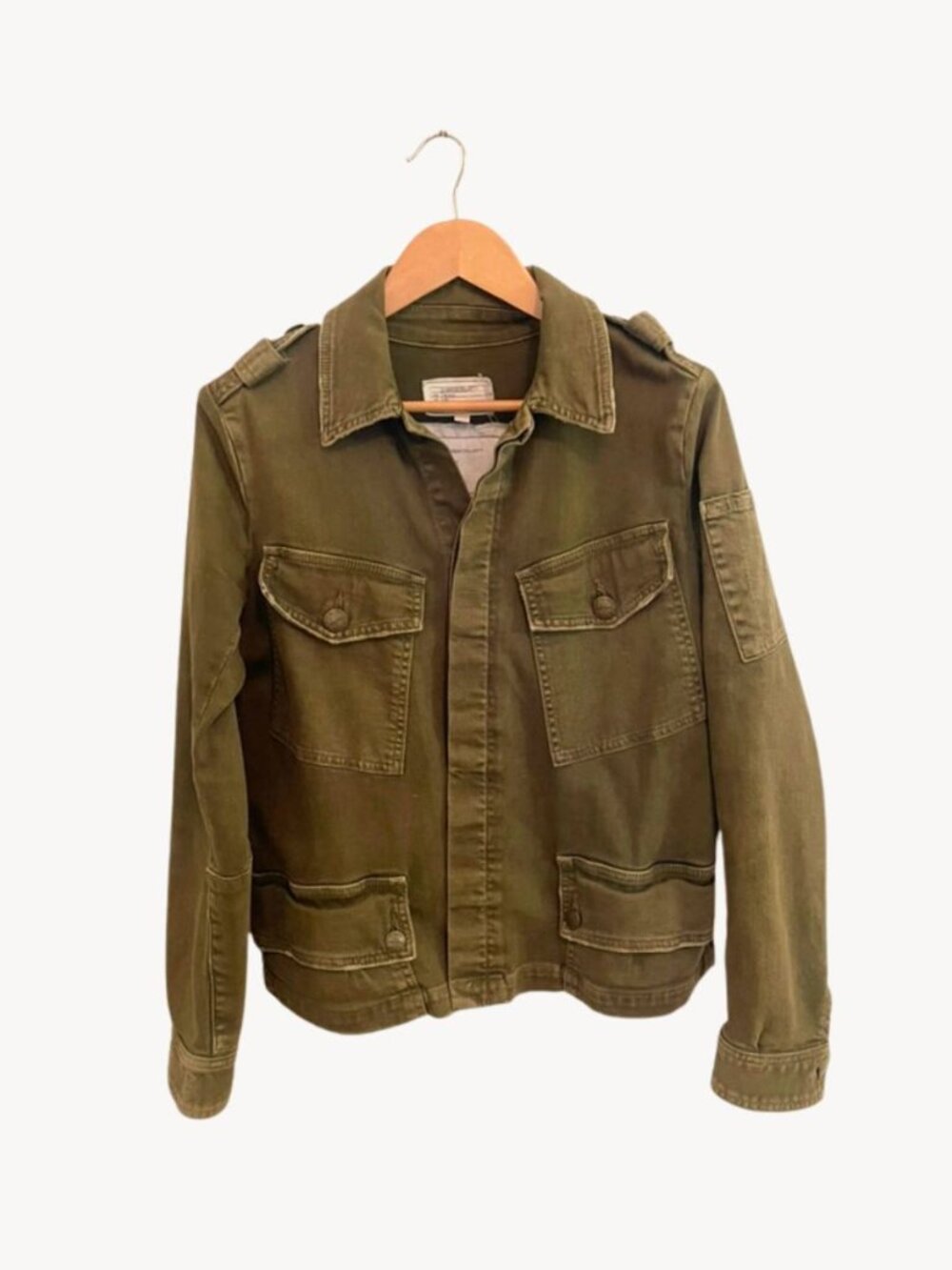 🍂 Current/Elliott Fall Distressed Military Jacket in Army Green, Size: M/2
